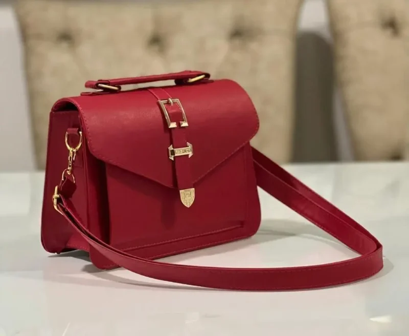 bolso tres hebillas rojo